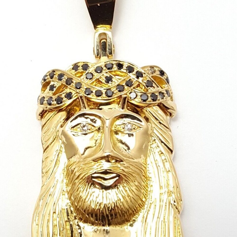 Unique 18k Solid Yellow Gold Religious Jesus Head… - image 4